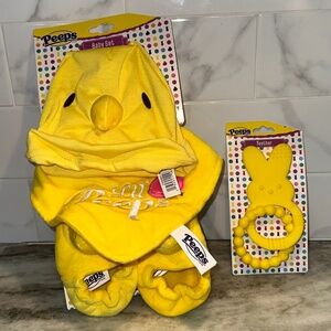 PEEPS Baby Duck Chick YELLOW Set w/ Baby Hat, Bib, Booties & Teether NEW Easter
